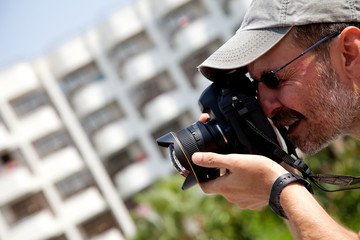 Photographer and fisheye lens