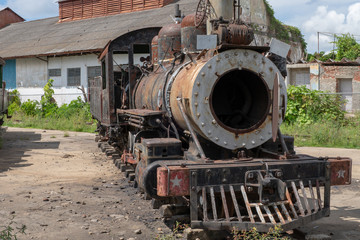 Fototapeta na wymiar Abandoned locomotive park (