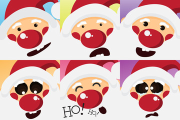 Santa Claus collection different emotions set,Character and Merry Christmas concept,design for Card and Poster,Vector illustration.