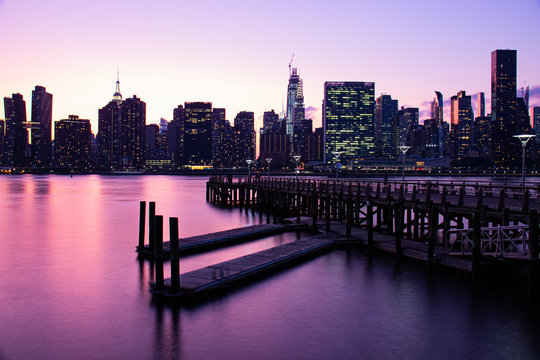 A long exposure cityscape photo of amazing upper Manhattan, NYC