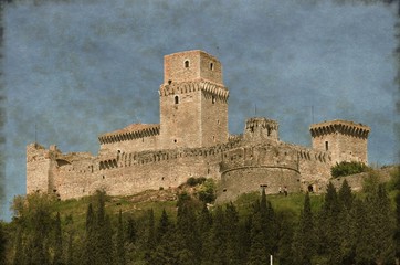 Major Fortress in Assisi, Italy - Vintage