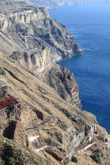Steep cliff in Santorini island, Greece