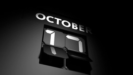 October 13 date. digital calendar change to October 13 animation