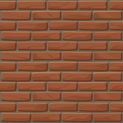 Brick wall texture seamless. Vector illustration stones wall in red color.