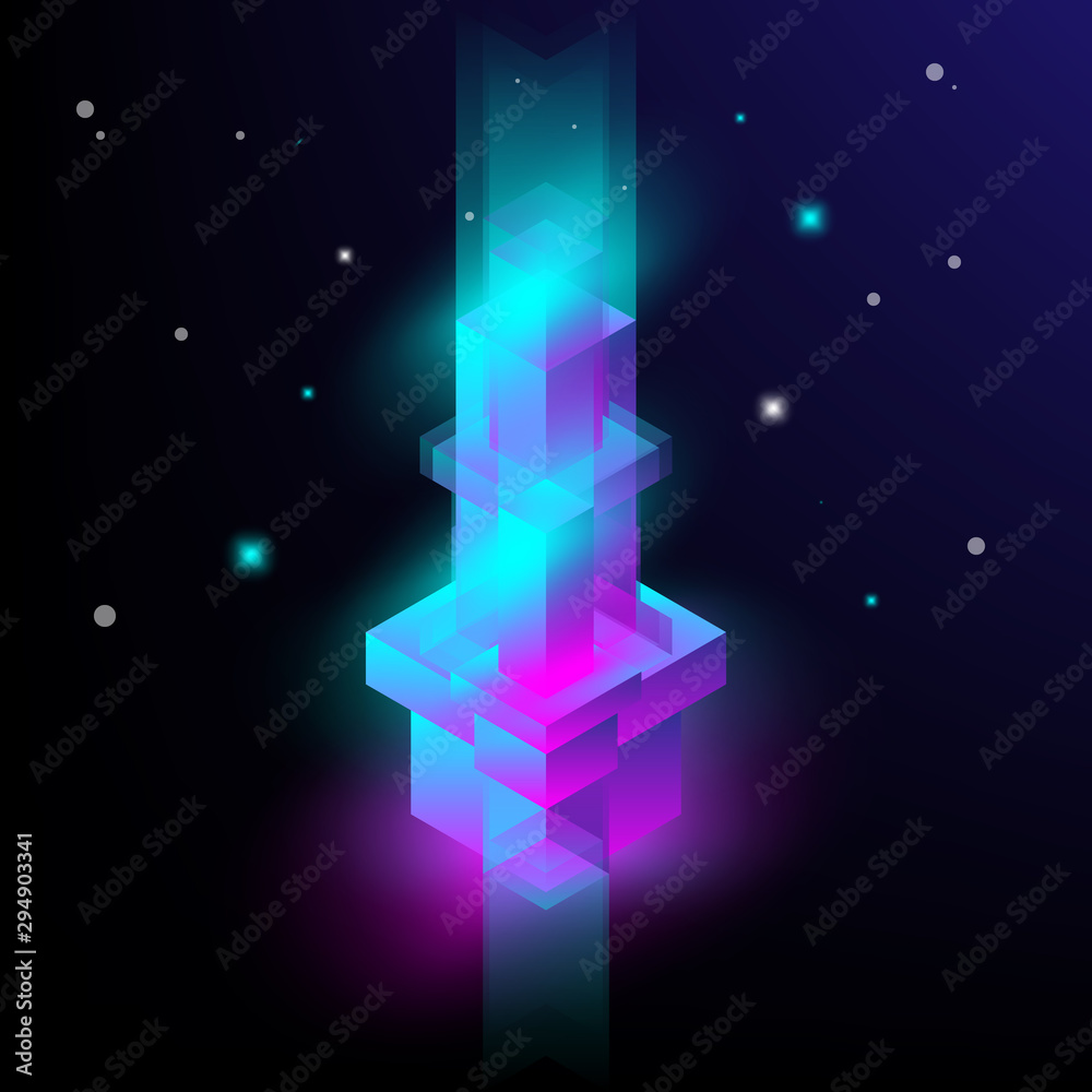 Wall mural modern abstract background with isometric element lines and beams. the background can be used for la
