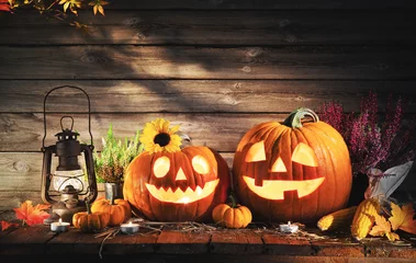 Deurstickers Halloween pumpkin head jack-o-lantern © Alexander Raths