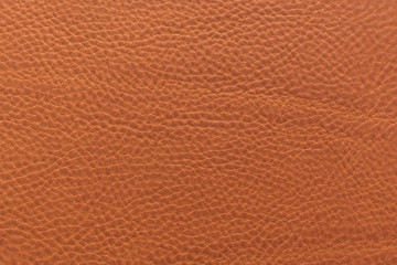 Orange-brown grainy, heavy grain calf cow leather texture and background.