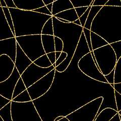 Vector hand drawn abstract seamless pattern. Gold stripes pattern.