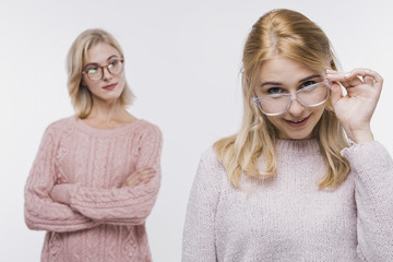 Front view pretty girls posing