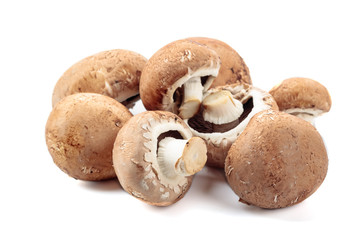 Fresh mushrooms champignon. Isolated  on a white background.