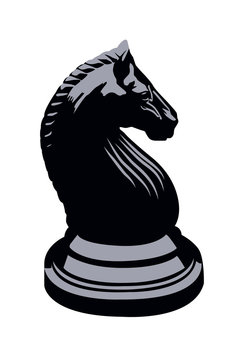  black chess knight vector illustration