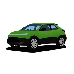 Obraz na płótnie Canvas green mini SUV realistic vector illustration
