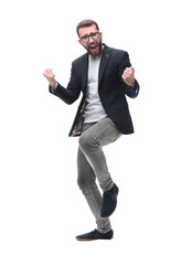 in full growth. portrait of a happy business man