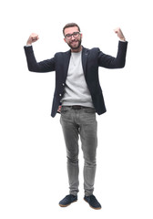 in full growth. confident modern man . isolated on white