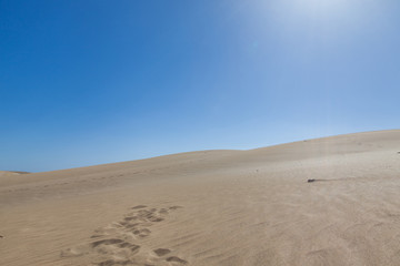 Fototapeta na wymiar dunas de Mas Palomas con pisadas