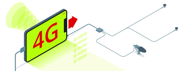 Isometric Vector. Smartphone live streaming on 4G network. Vector design for background