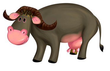 illustrazione bufala da latte fumetto