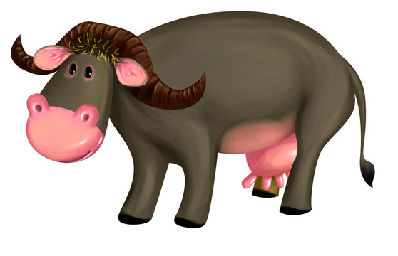 illustrazione bufala da latte fumetto