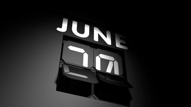 June 20 date. digital calendar change to June 20 animation