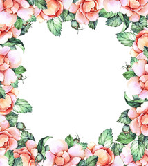 frame of beige roses
