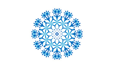 Blue snowflake isolated on white background