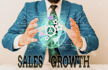 Handwriting text Sales Growth. Conceptual photo ability to increase revenue over a fixed period of...
