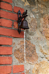 old street lamp on brick wall