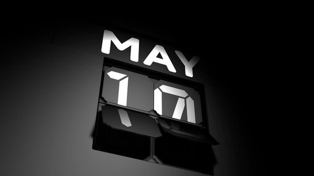 May 10 date. digital calendar change to May 10 animation