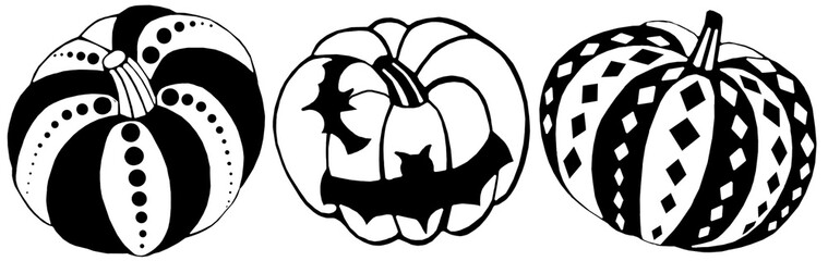 illustration.Halloween. set of three pumpkins