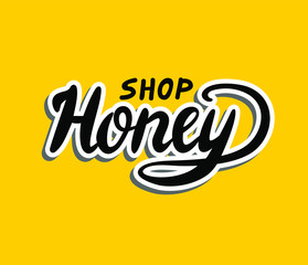 Honey shop vector lettering.