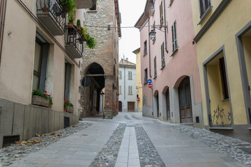 View of a street in the village of Bobbio in Italy