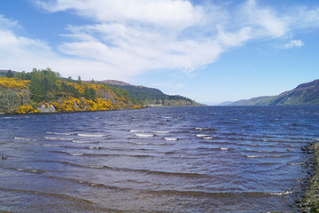 Loch Ness in the Scottish highlands seen from Fort Augustus