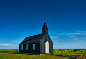 Fototapeta na wymiar Black church in Budir, Iceland