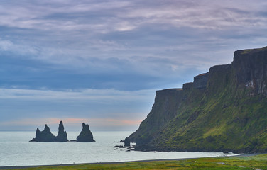 Reynisfjara rocks over the Icelandic sea