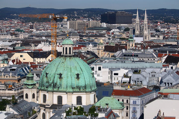 Fototapeta na wymiar Peterskirche Saint Peters Church dome cityscape Vienna Austria