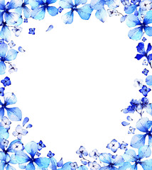 Obraz na płótnie Canvas blue hydrangea frame