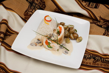 Chicken Roll with peruvian potatoes