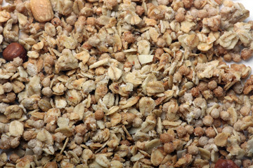 muesli texture background flat lay