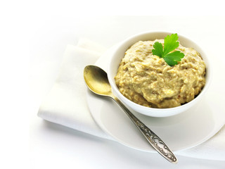 Aubergine paste in a bowl