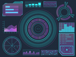 Fototapeta premium HUD elements sci-fi science futuristic user interface. Menu buttons, virtual reality, infographic vector illustration.