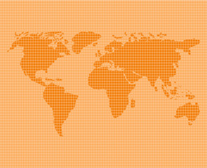 Fototapeta na wymiar Orange World Map Vector Illustration with Dots