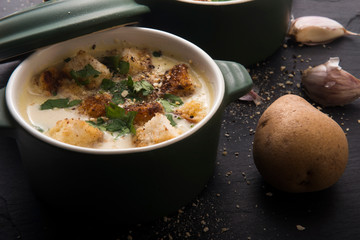 garlic soup with potatoes