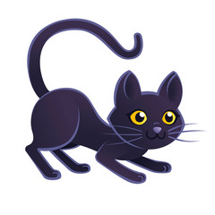 Cute adorable black cat cartoon animal design flat vector illustration on white background