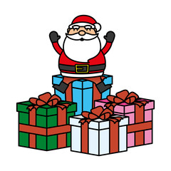 merry christmas santa claus in gifts character