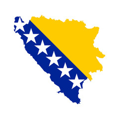 Vector illustration of Bosnia and Herzegovina flag map. Vector map.