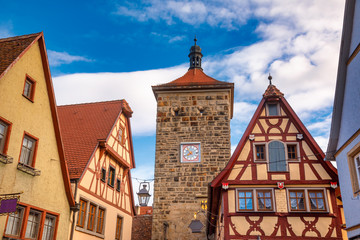 Fototapeta premium Half-timbered houses Rothenburg ob der Tauber Old Town Bavaria Germany
