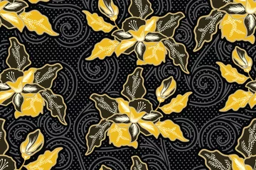 Abwaschbare Fototapete Seamless pattern with floral vector Illustration, Modern batik motif © Deni