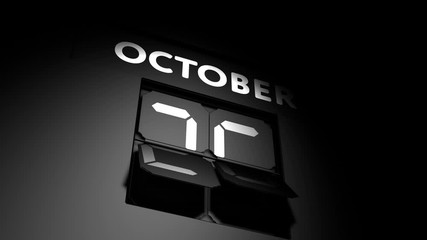 October 26 date. digital calendar change to October 26 animation