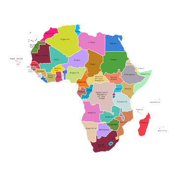 Vector illustration of Africa map with countries. Vector map.