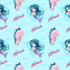 Cute little mermaid pattern for kids fashion artwork, children books, paper, prints, greeting cards, wallpapers.
